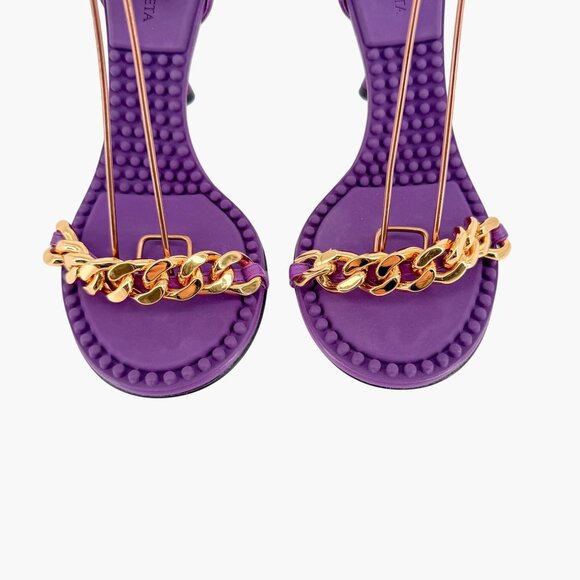 Bottega Veneta Dot Chain Heel Sandals Purple Leather Size 37 US 7 Women - Picture 5 of 14